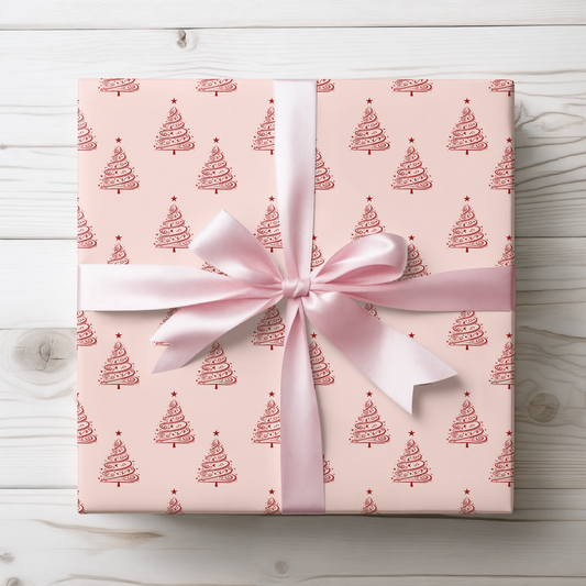 Twinkle Twirl – Pink & Red Swirl Tree Wrapping Paper