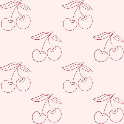 Chic Red Cherry Line Drawn Gift Wrap