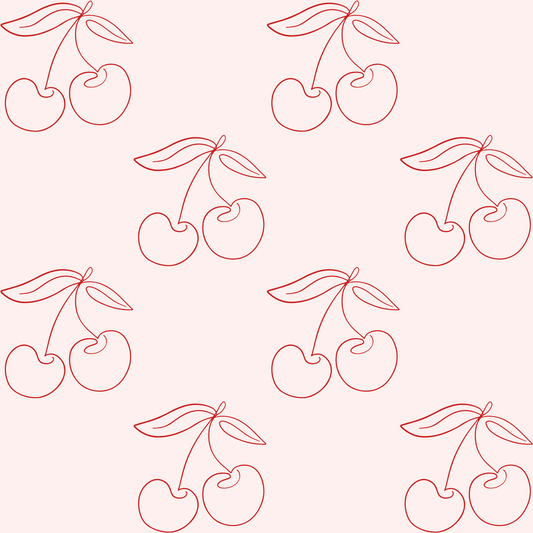 Chic Red Cherry Line Drawn Gift Wrap