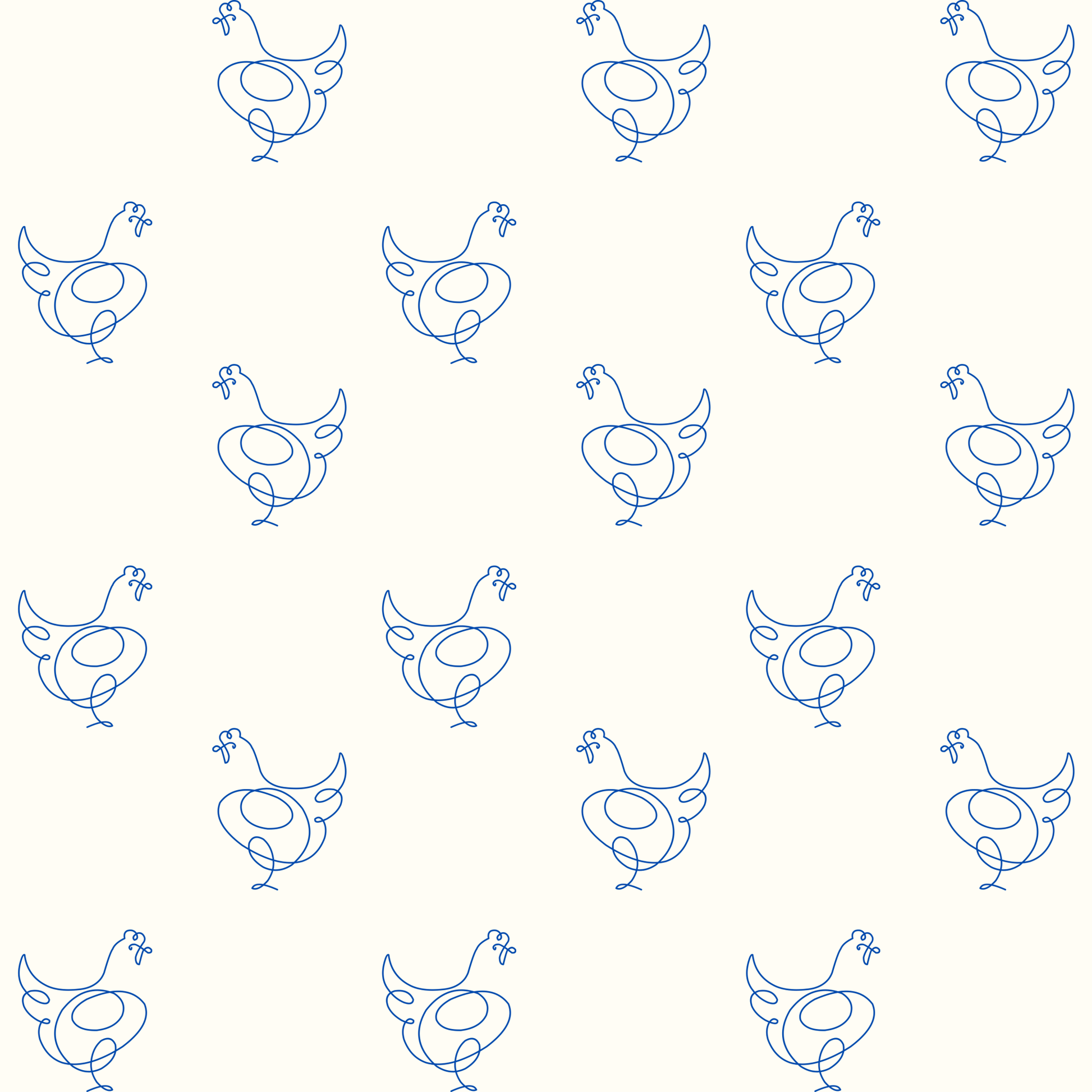Blue Line Drawing Chicken Wrapping Papers