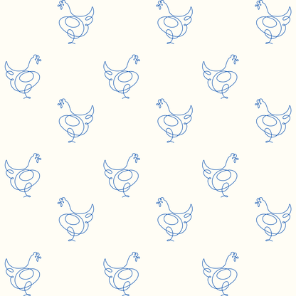 Blue Line Drawing Chicken Wrapping Papers