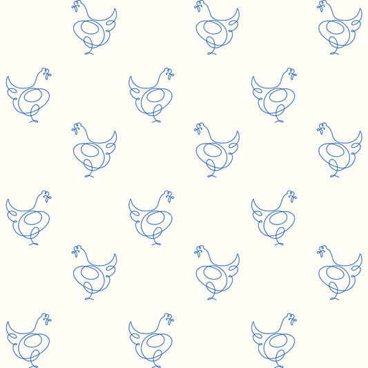 Blue Line Drawing Chicken Wrapping Papers