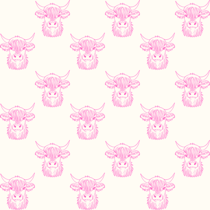 Pink Cute Highland Cow Wrapping Paper Roll
