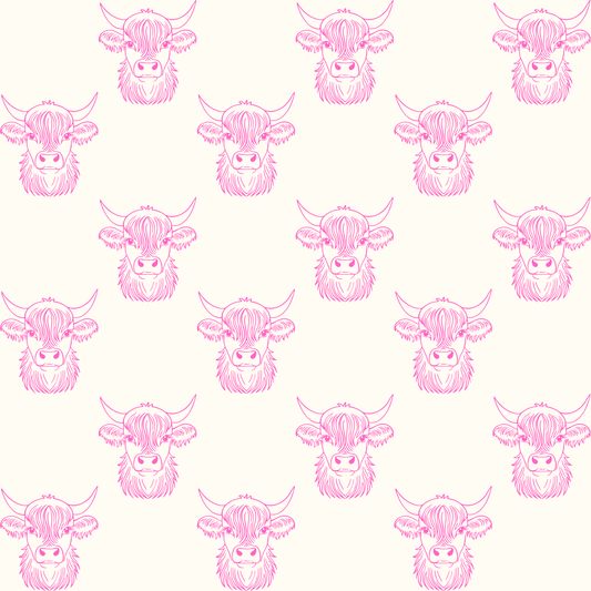 Pink Cute Highland Cow Wrapping Paper Roll