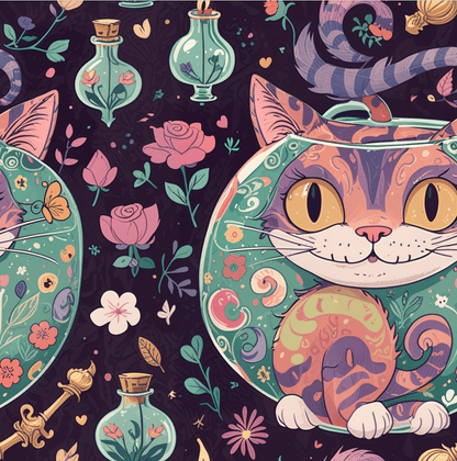 Funky Cheshire Cat Design for Gift Wrapping