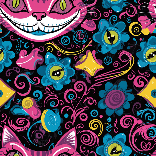 Bright Cheshire Cat Alice in Wonderland Gift Wrap