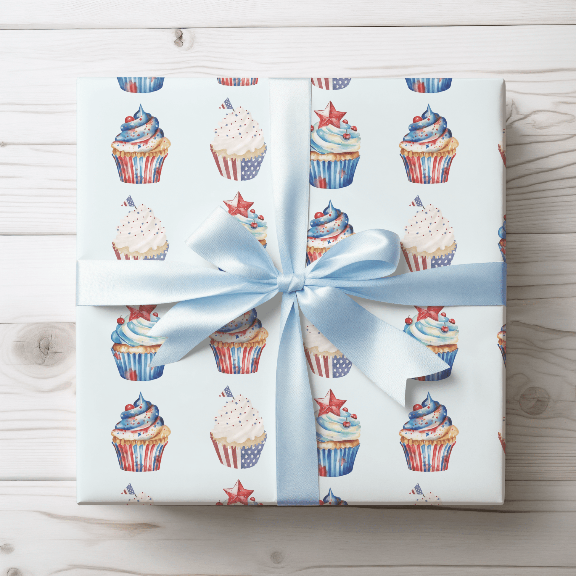 Festive 4th of July Cupcake Wrapping Paper