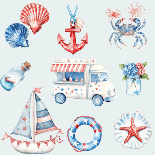 4th of July Nautical Beach Wrapping Paper