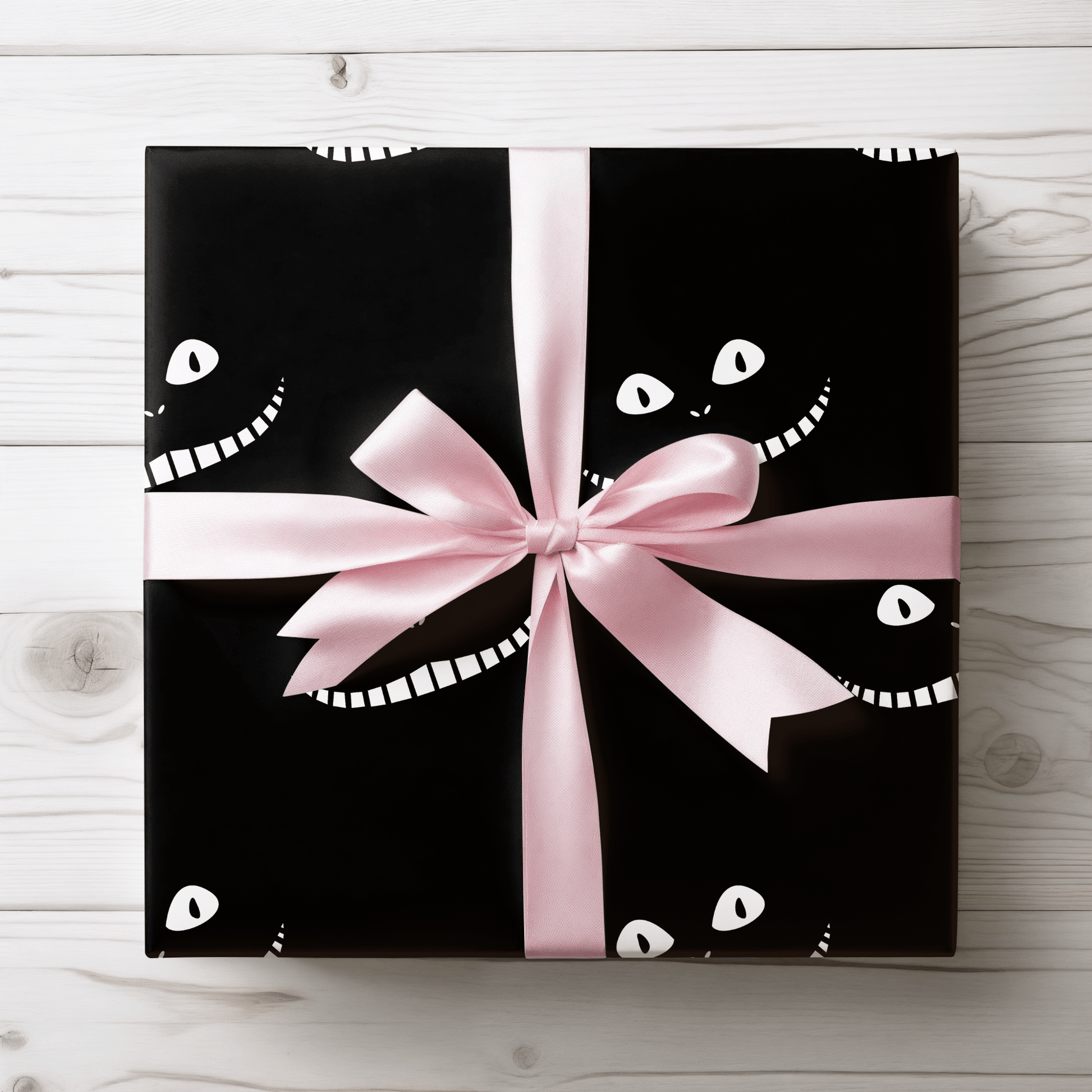 Cheshire Cat Eyes and Smile on Black Paper
