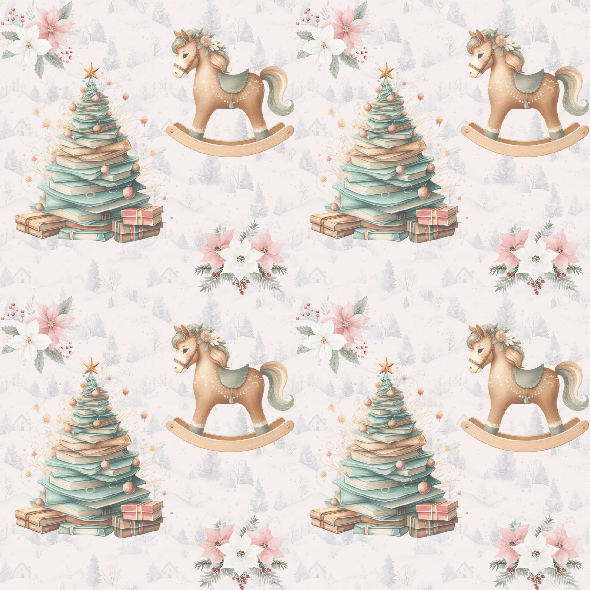 Rockin’ Around the Bookmas Tree – Vintage Holiday Wrapping Paper