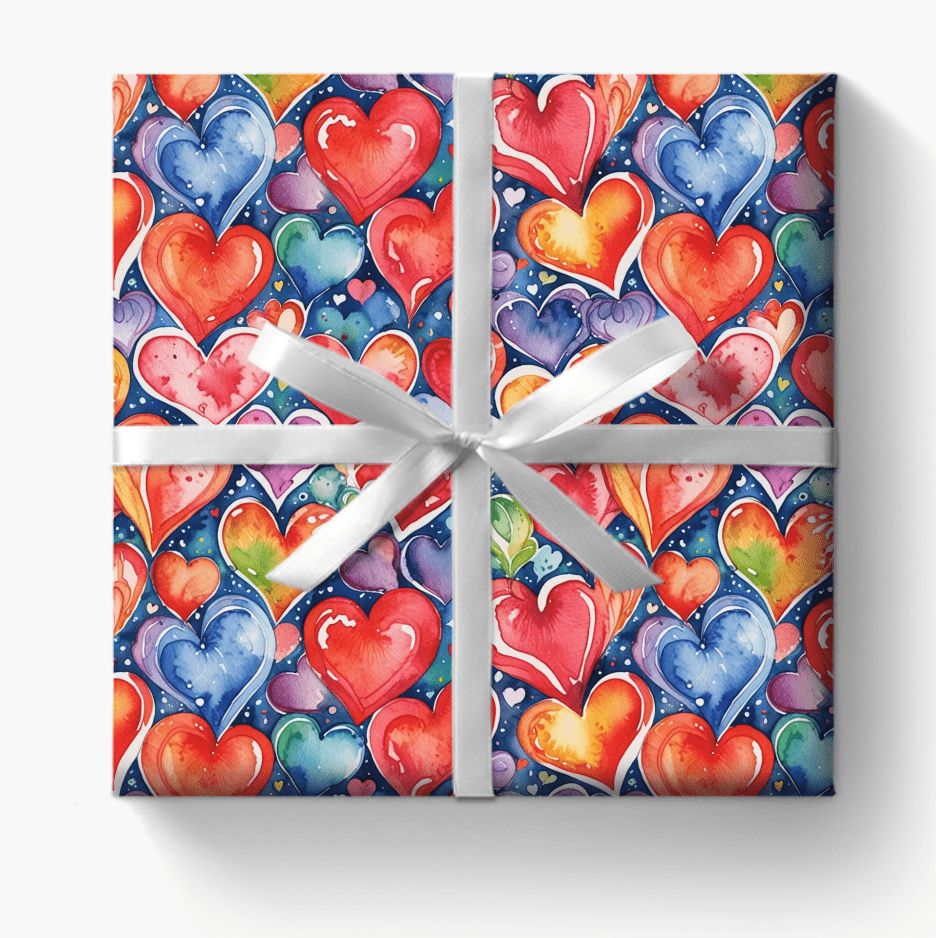 Vibrant Love Heart Gift Wrap