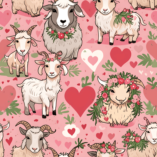 Cheerful Valentine's Day Goat Gift Wrap