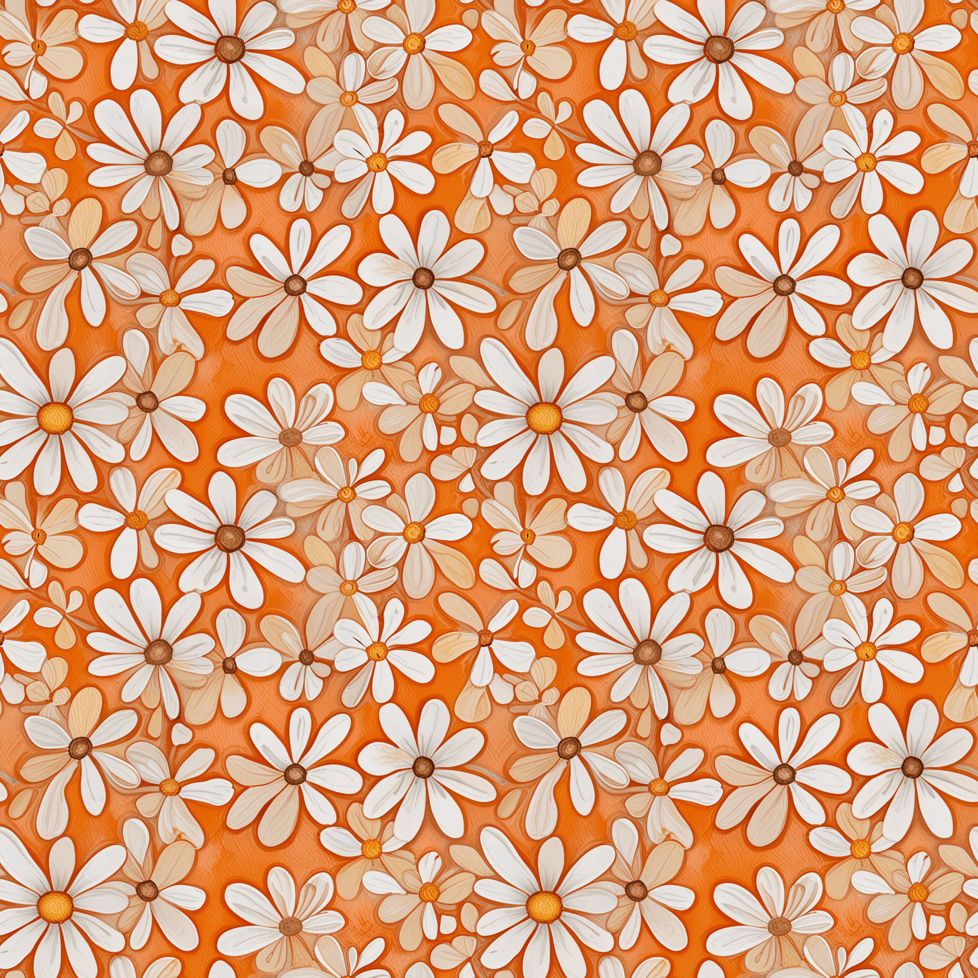 Charming Orange Floral Gift Wrap