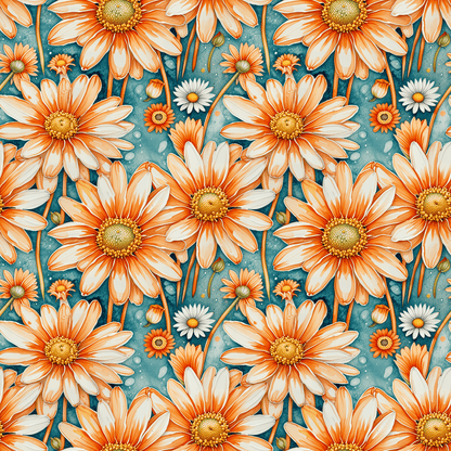 Vibrant Orange Floral Wrapping Paper