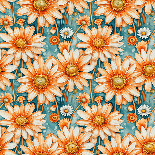 Vibrant Orange Floral Wrapping Paper