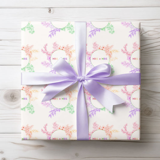 Rainbow Mrs. & Mrs. Gift Paper