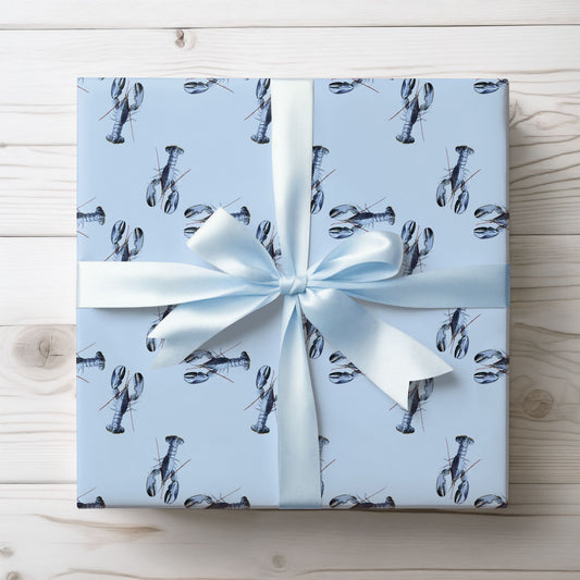 Chic Pink Blue Lobster Wrapping Paper