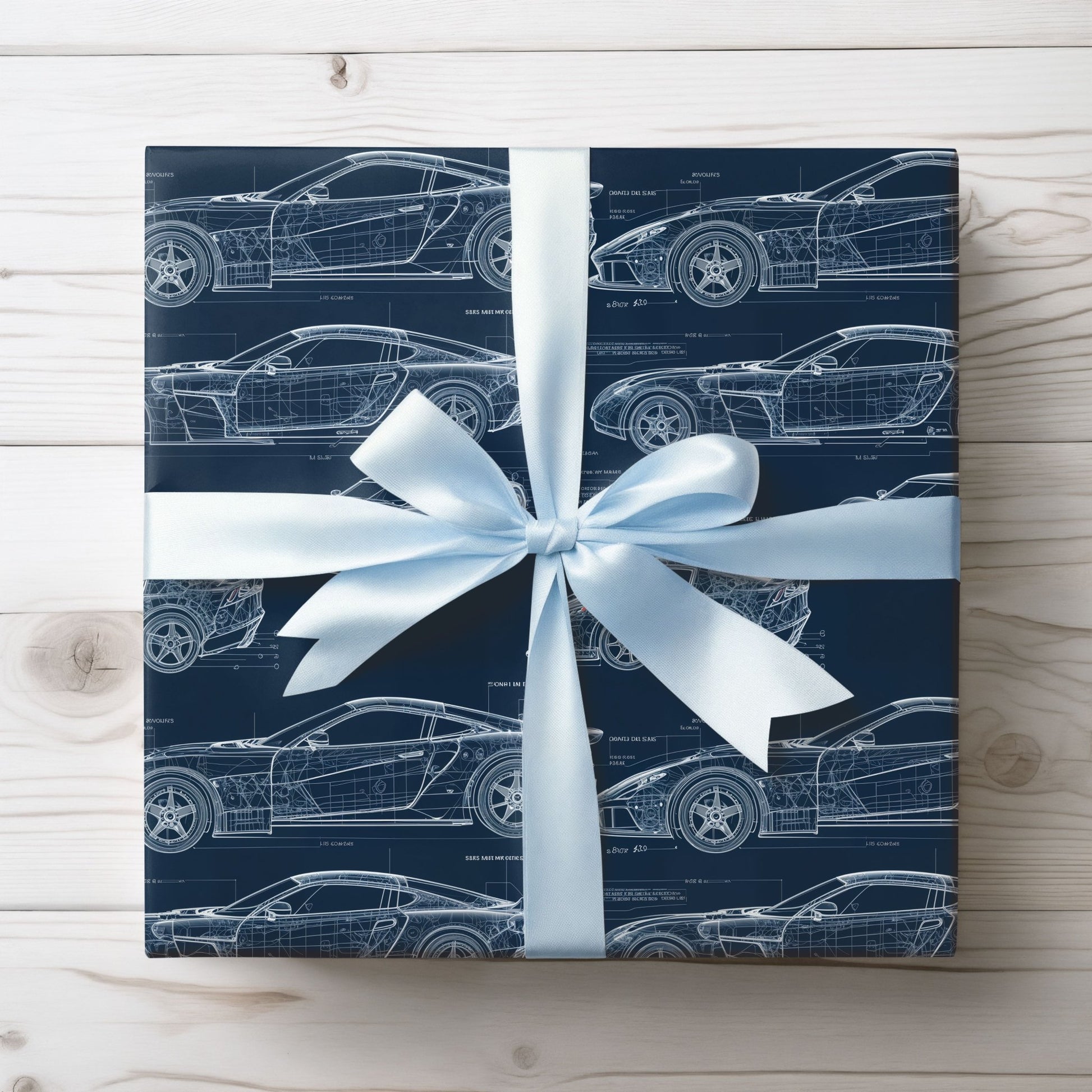 Car Blueprint Wrapping Paper