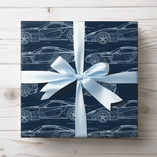 Car Blueprint Wrapping Paper