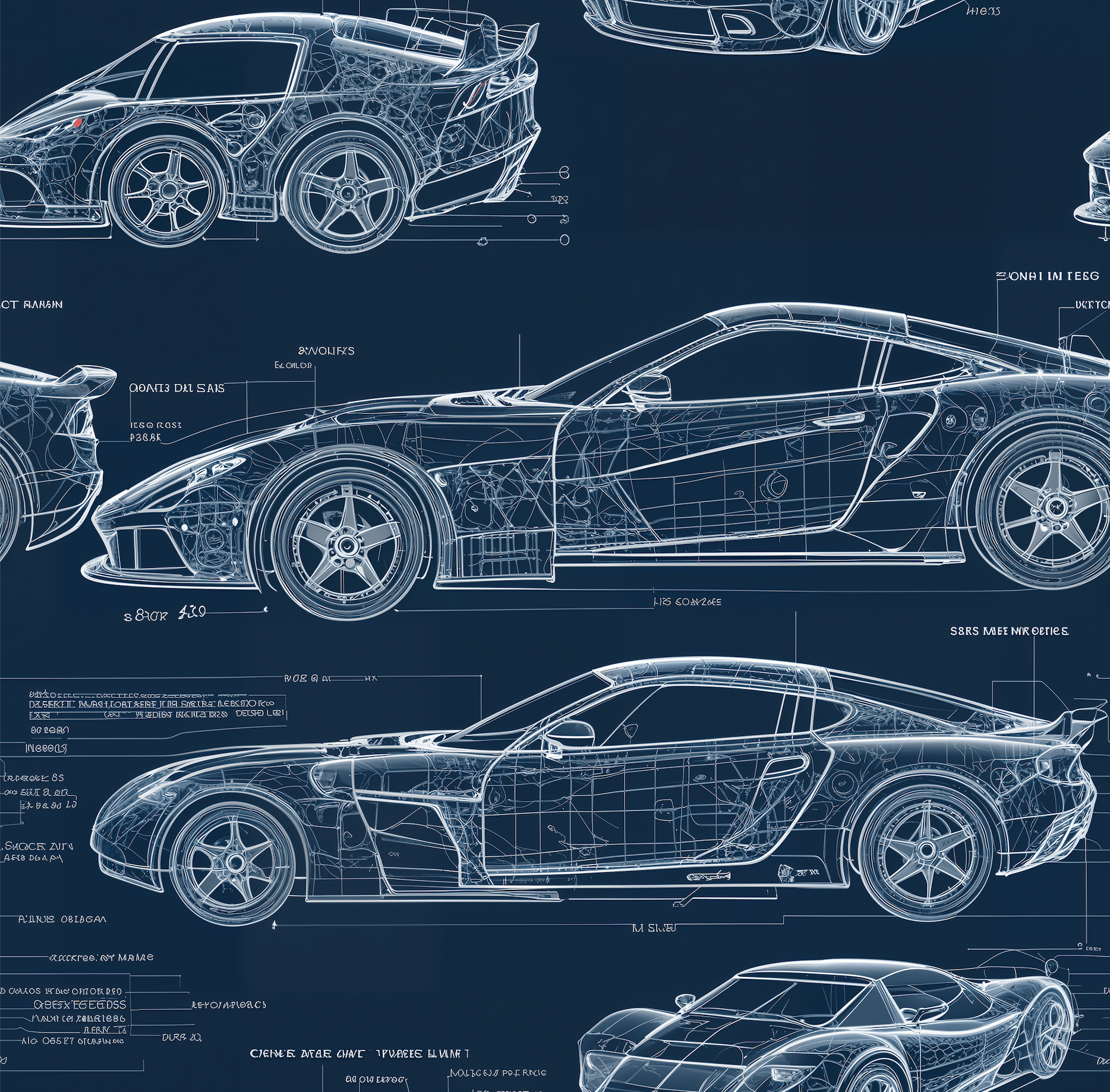 Car Blueprint Wrapping Paper