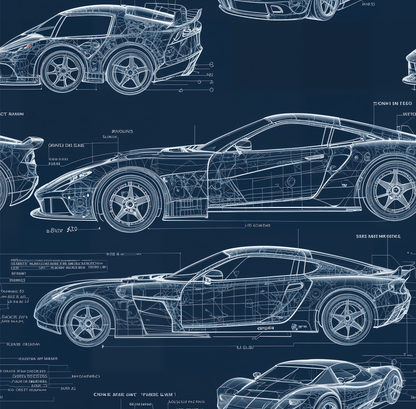Car Blueprint Wrapping Paper