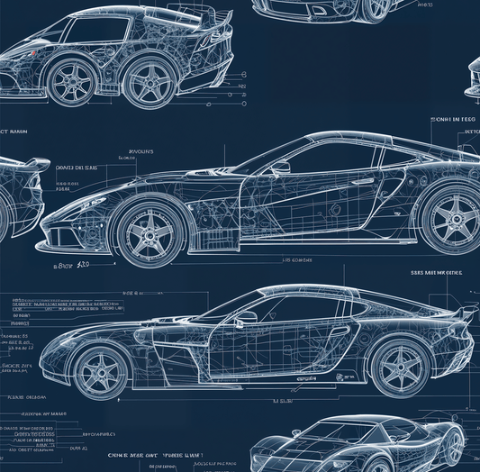 Car Blueprint Wrapping Paper