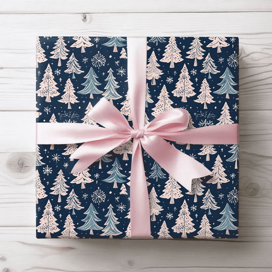Elegant Pink & Navy Holiday Wrapping Papers