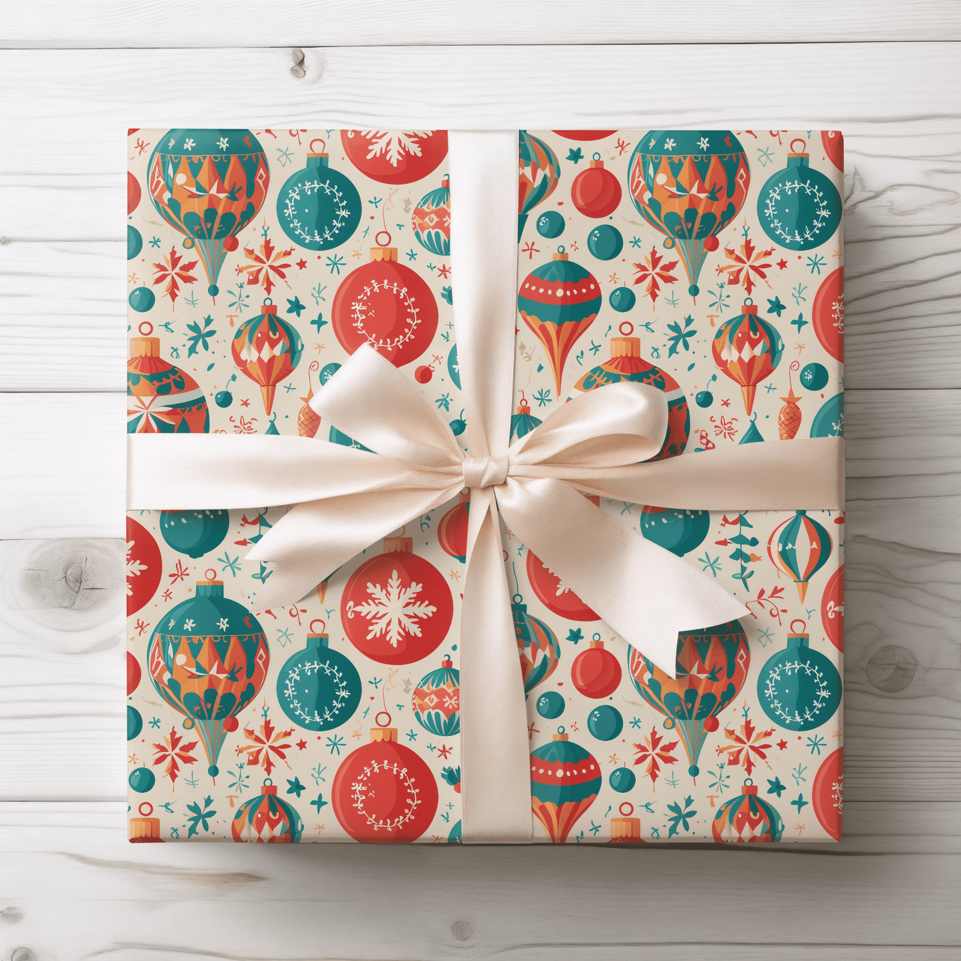 Decked to the Balls – Retro Ornament Wrapping Paper