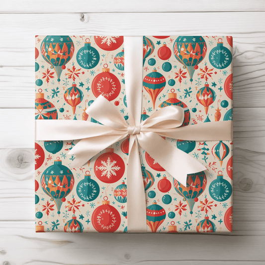 Decked to the Balls – Retro Ornament Wrapping Paper