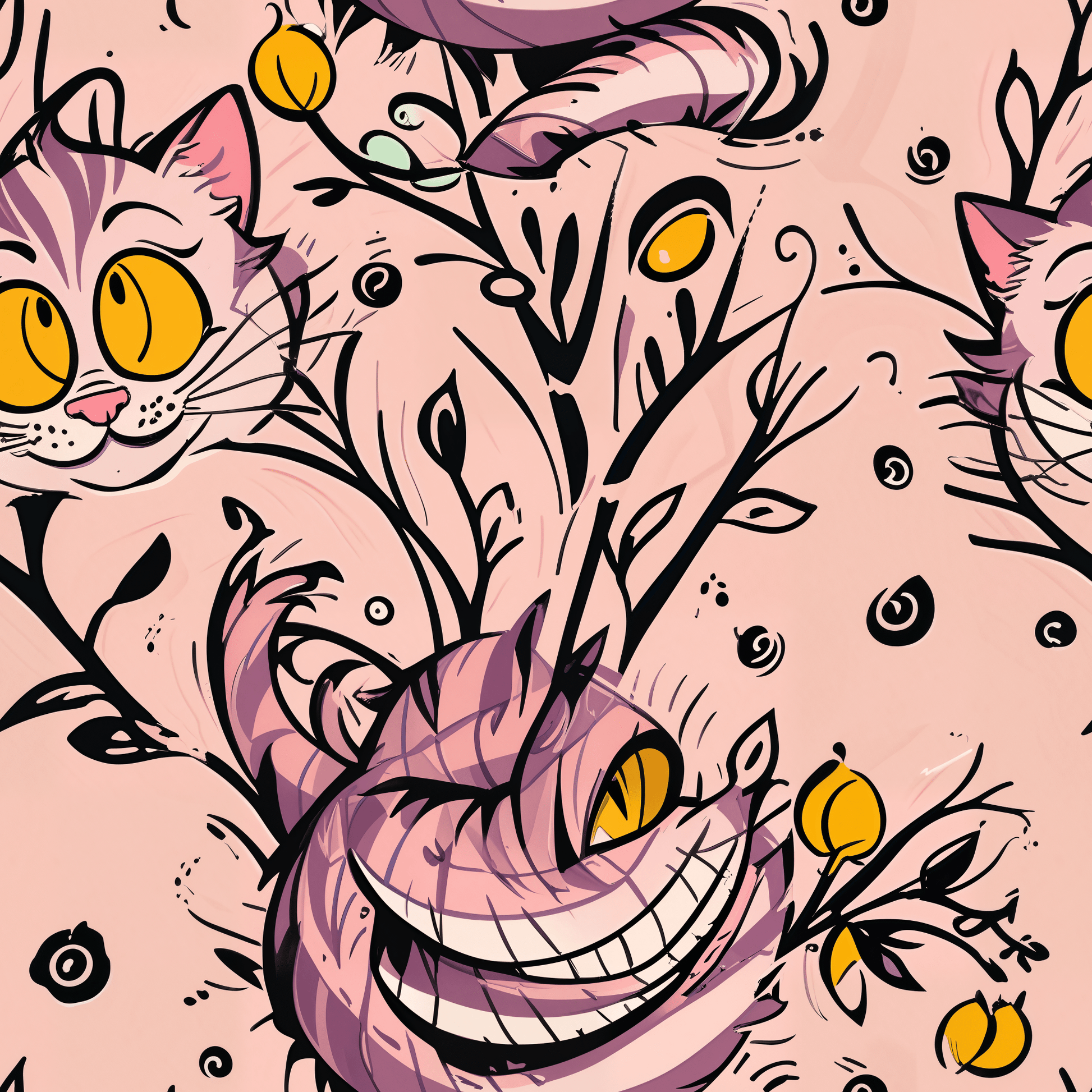 Trippy Pink Cheshire Cat Wrapping Paper