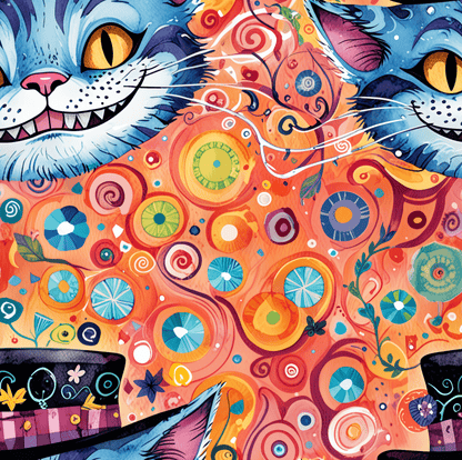 Vibrant Orange Cheshire Cat Gift Wrapping Paper