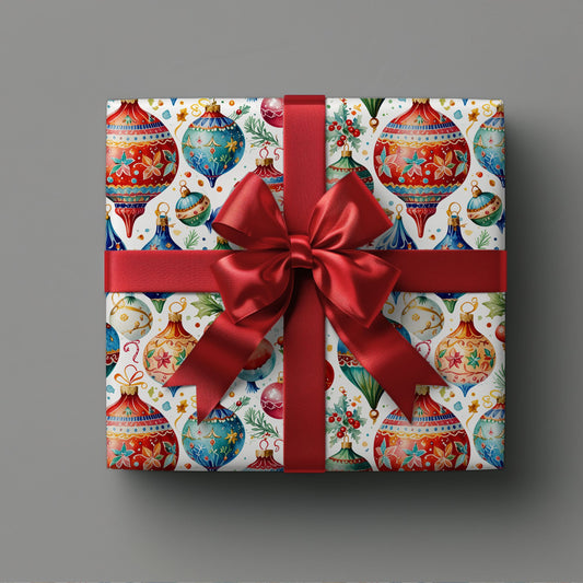 Shiny Things & Holiday Flings – Vintage Ornament Wrapping Paper That Slays