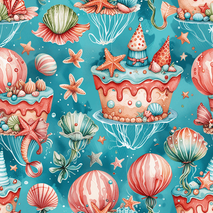 Aqua Ocean Theme Birthday Gift Wrap
