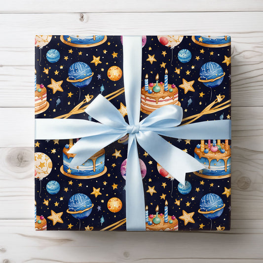 Space and Cake Design Gift Wrap