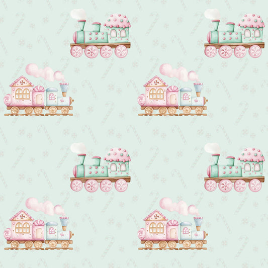 The Sweet Express – Gingerbread Christmas Train Wrapping Paper