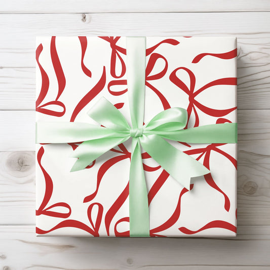 Ribbon Riot – Modern Red Bow Wrapping Paper