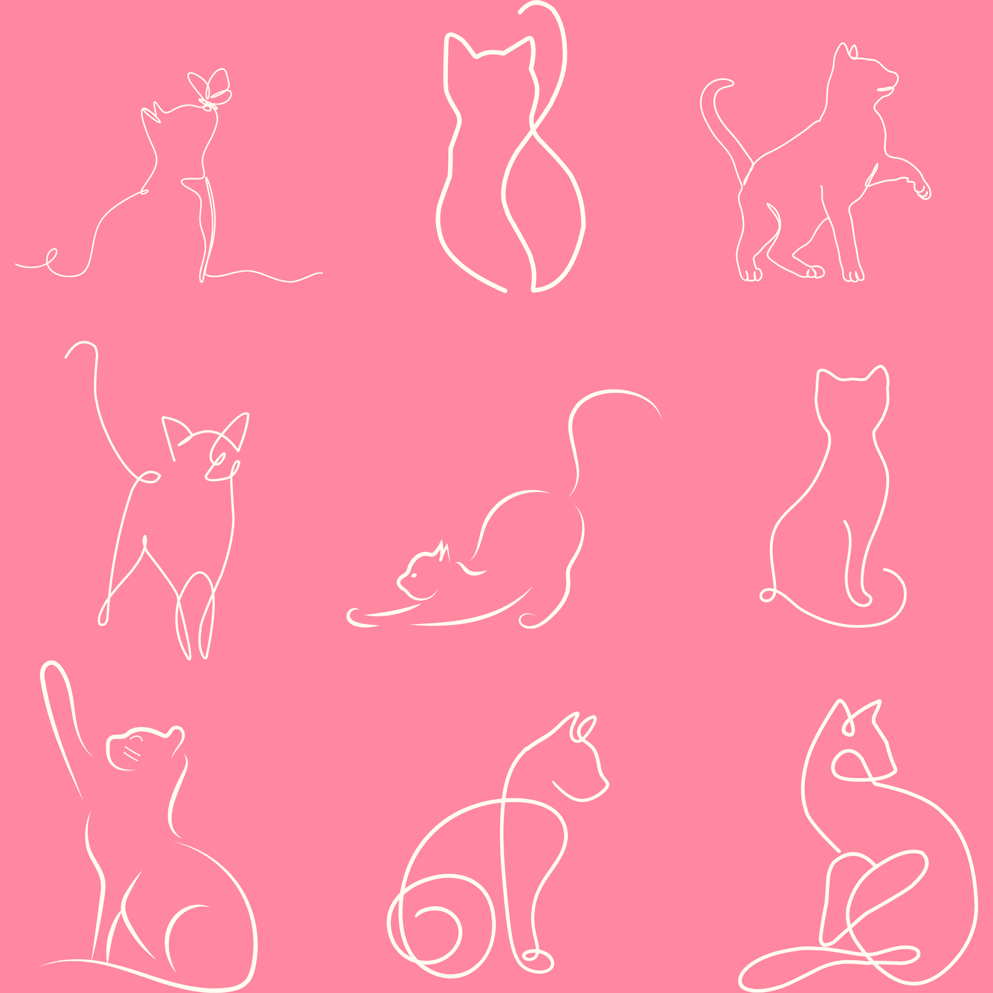 Whimsical Pink Cat Wrapping Paper