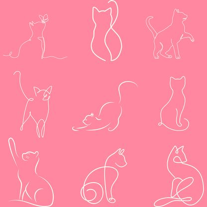 Whimsical Pink Cat Wrapping Paper