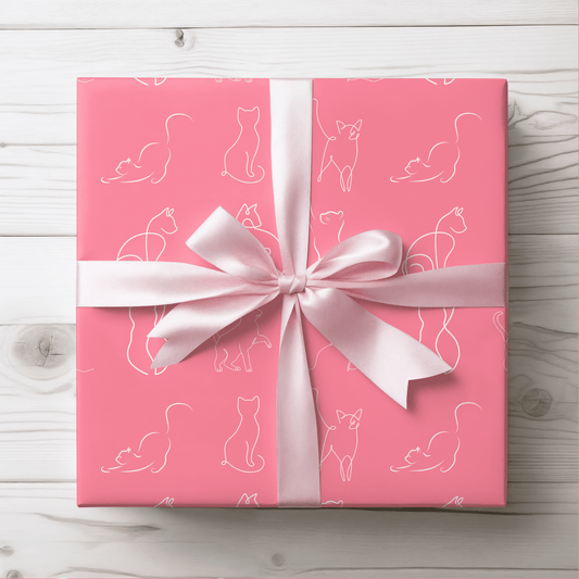 Whimsical Pink Cat Wrapping Paper