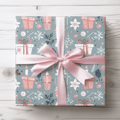 Whimsical Pink & Blue Holiday Wrapping Papers