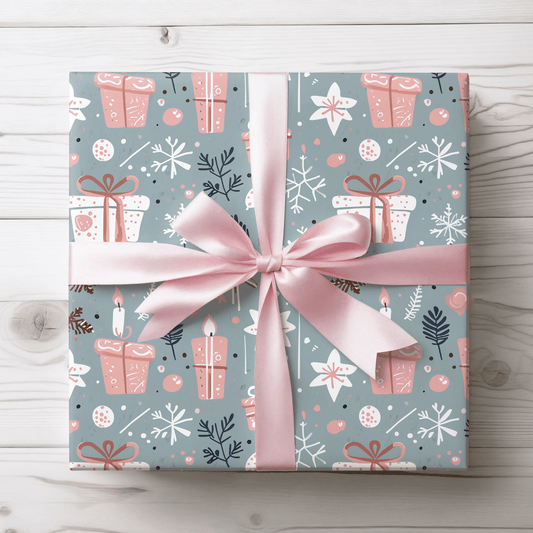Whimsical Pink & Blue Holiday Wrapping Papers