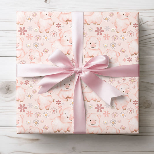 Cute Little Pink Pig Wrapping Paper