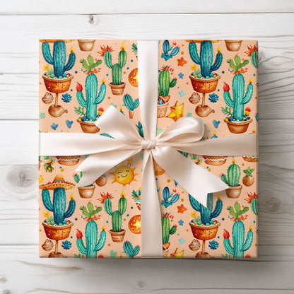Cactus Pattern Birthday Wrapping Paper