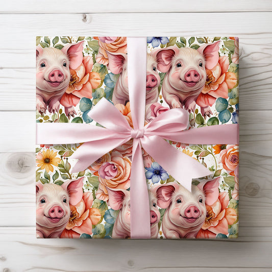Charming Pink Pig Wrapping Paper