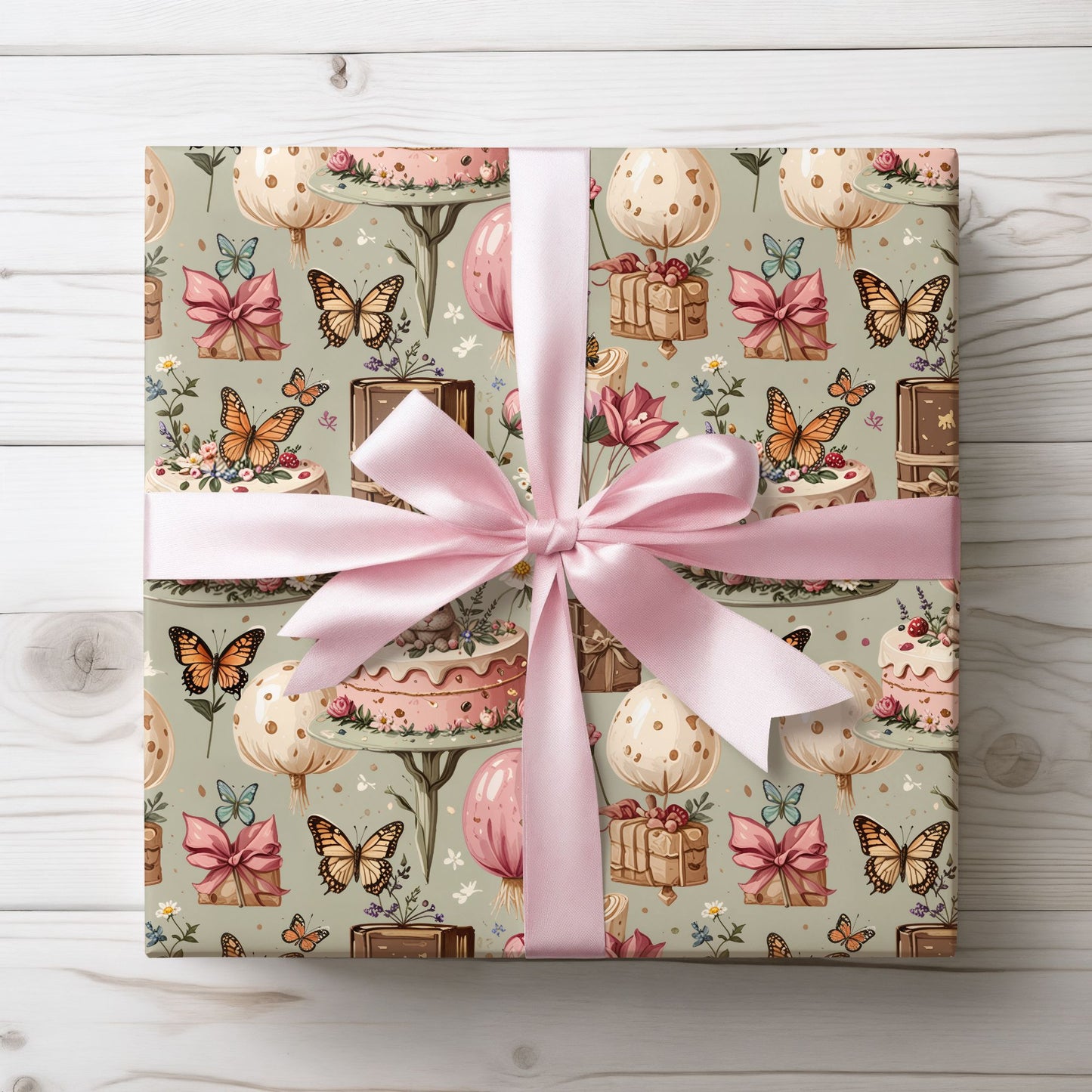 Charming Birthday Butterfly Gift Wrap
