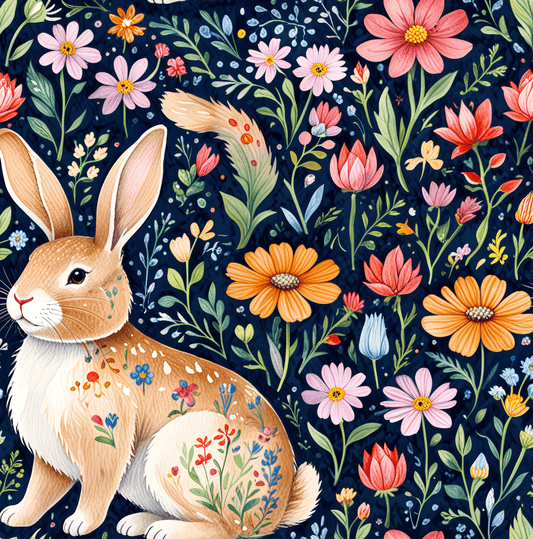 Whimsical Floral Bunny Wrapping Paper