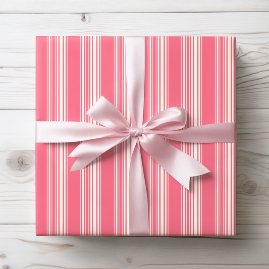 Chic Pink Striped Wrapping Paper