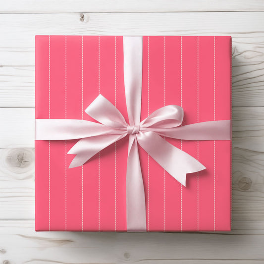 Bright Pink & Cream Striped Wrapping Paper