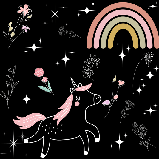 Black Unicorn Rainbow Design