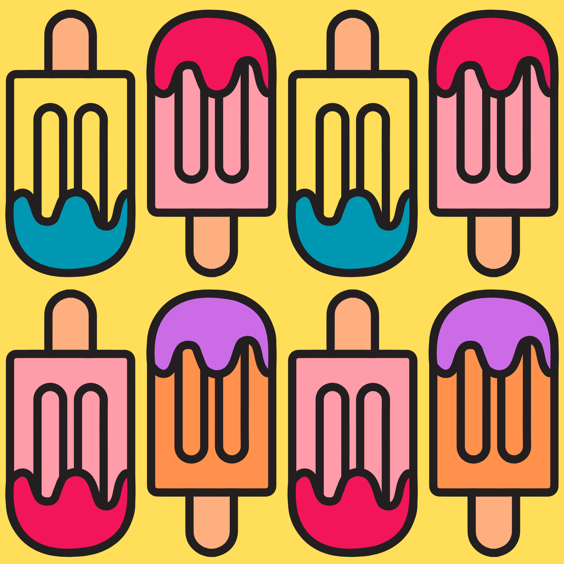 Colorful Yellow Popsicle Wrapping Paper